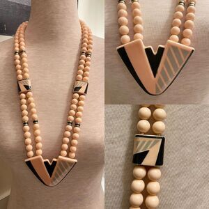 Vintage Retro Ceramic Double-strand Bead Necklace